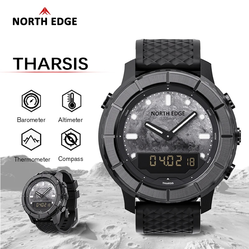 NORTH EDGE THARSIS Men Carbon  - đánh giá và giá Altimeter Compass Watch